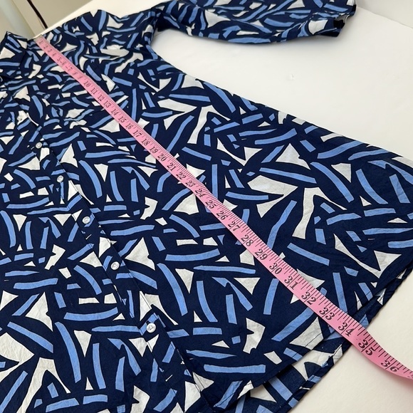 Mudpie Collins Cover Up Shirt Dress Tunic S Blue White Leaf Print Lightw… - Picture 10 of 14